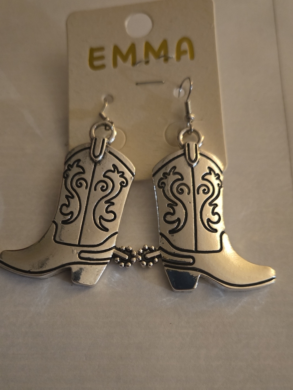 Emma Silver Cowboy Boot Dangle Earrings - Women's Western Accessories